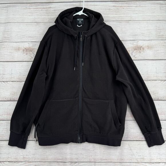 SCOTTeVEST Full Zip Fleece Hoodie Sweatshirt Mens XXL Black 10 Pocket - Picture 1 of 15